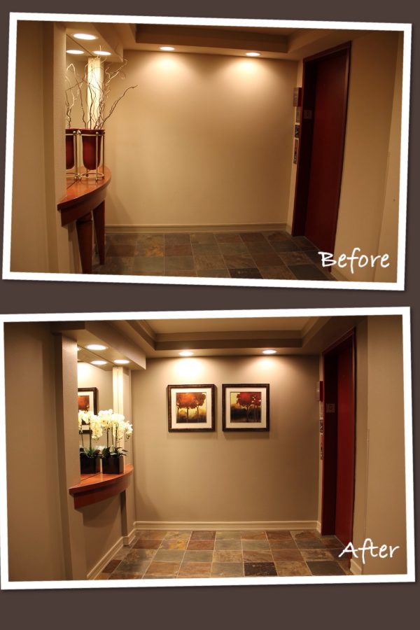 Before and after of a lobby- Creating Interiors