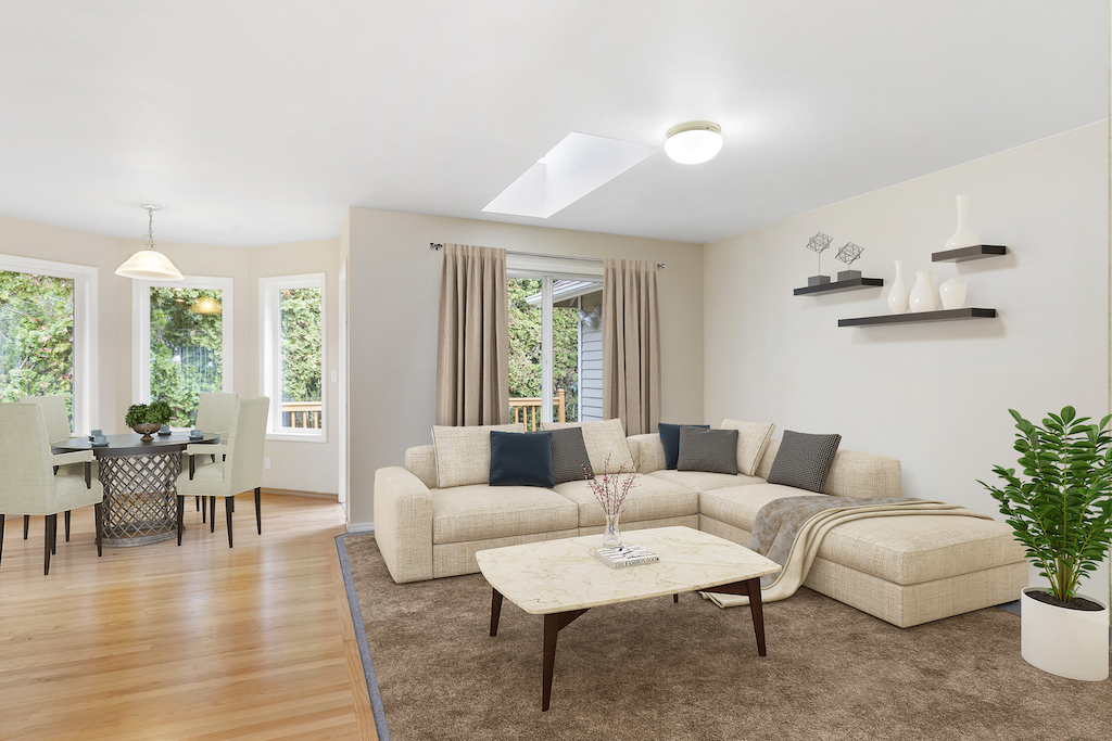 Virtual staging of a family room