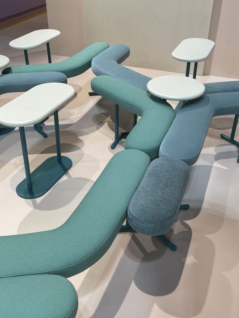 Modern curved upholstered bench