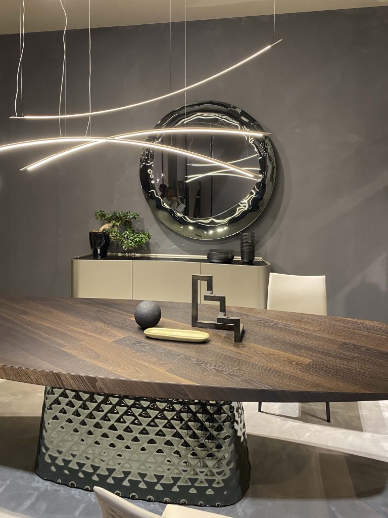 Oversized lines of light chandelier