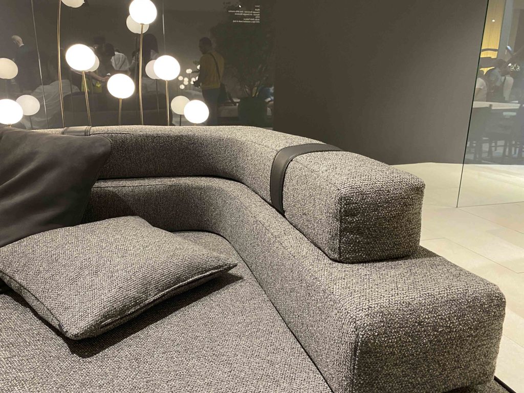 Curved back of a modern sofa