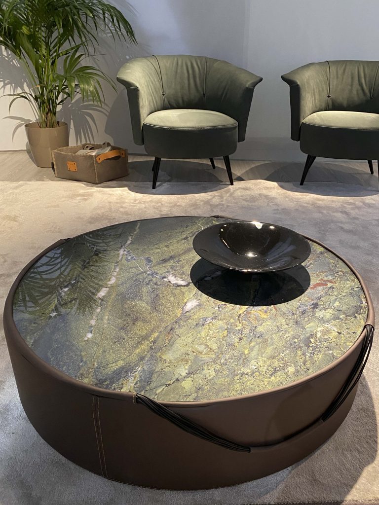 Coffe table with green stone top