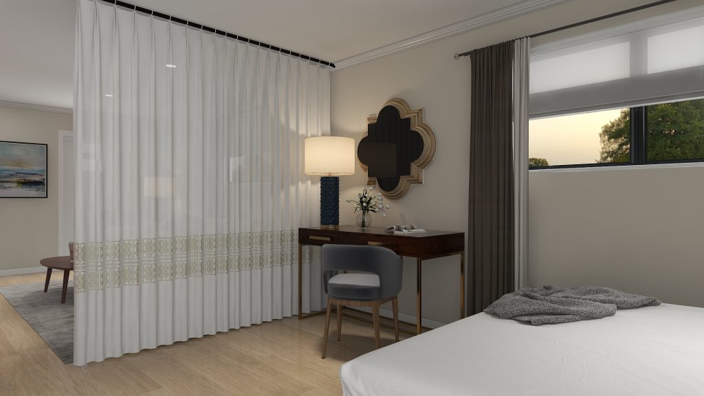 Using a curtain as a room divider