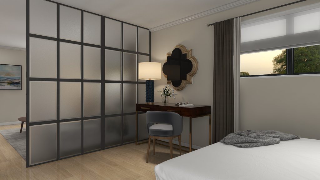 Using frosted glass as a room divider
