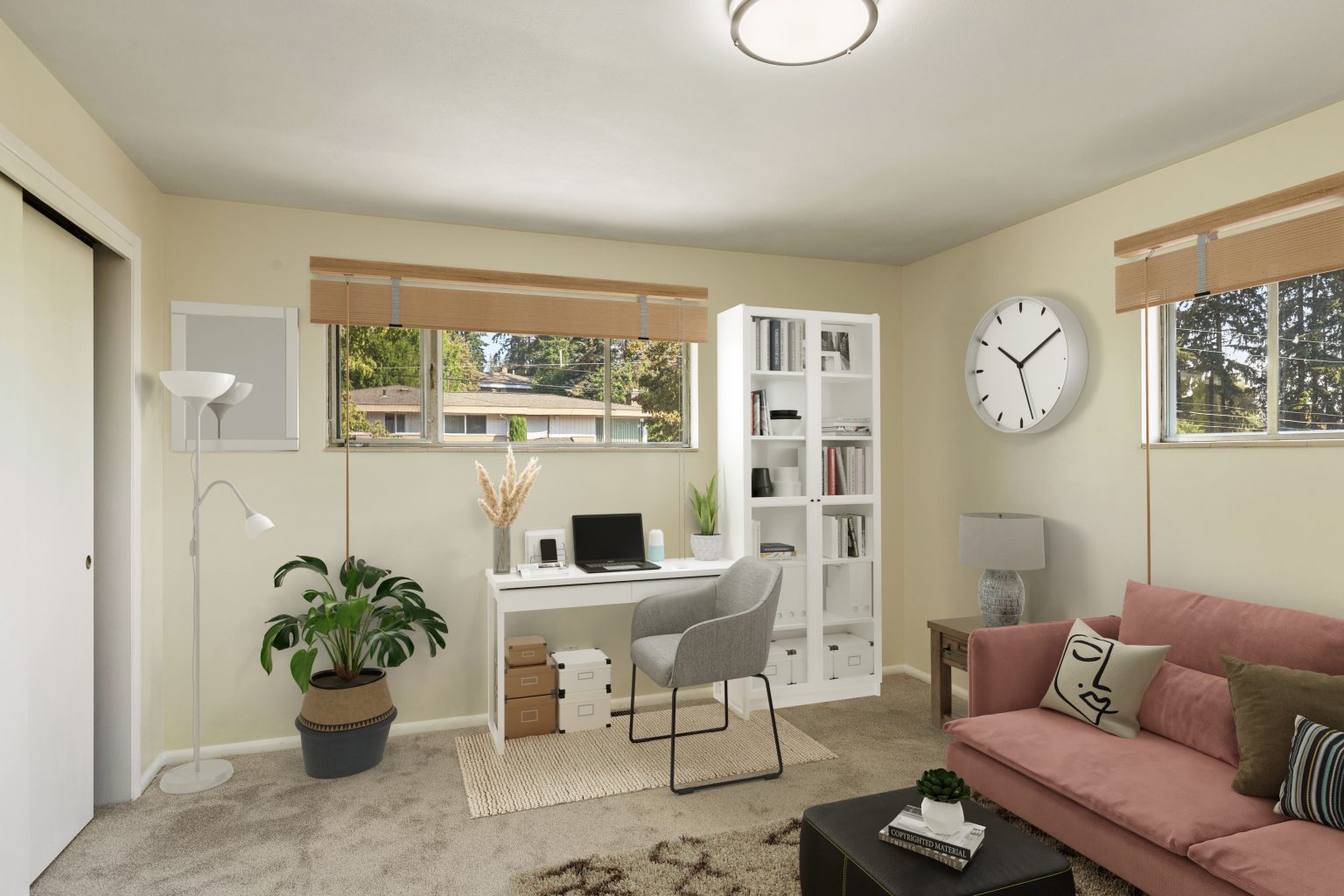 Home office virtually staged