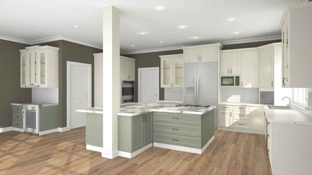 Kitchen v1-1 (SW Evergreen Fog- SW Alabaster- White tiles)