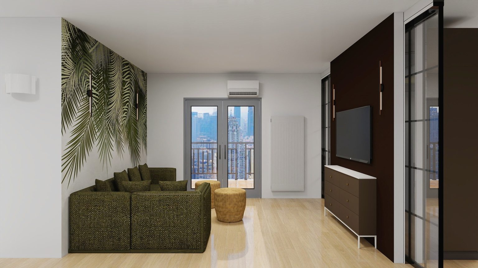 3D render with palm fronds wallpaper